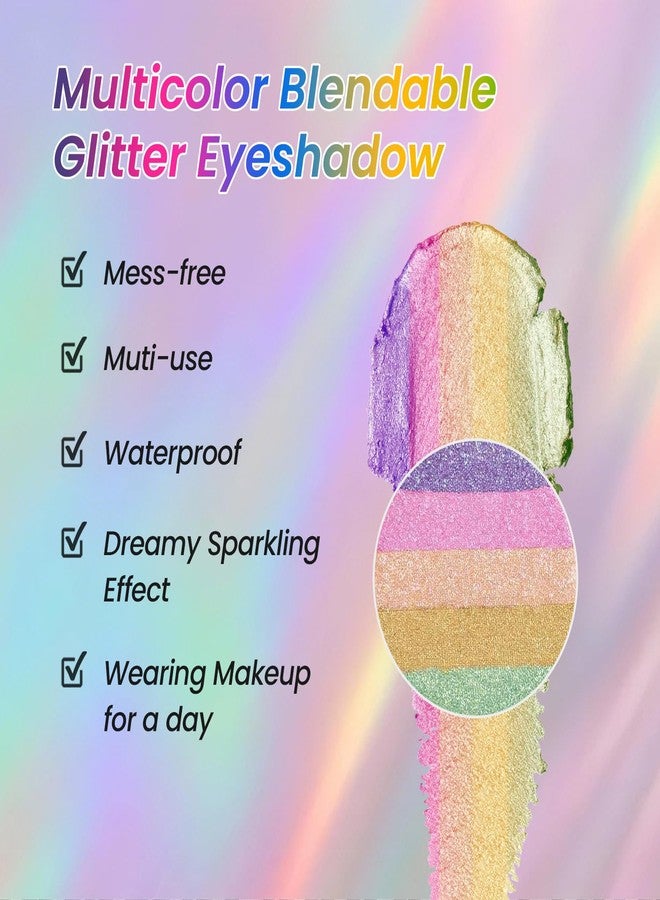 afmicat 5 Colors Glitter Eyeshadow, Multichrome Chameleon Eye Shadow Palette, Long Lasting Shiny, Waterproof & Smudgeproof Sparkle Shimmer Eyeshadow, Lightweight Eye Shadow Fairy Makeup for Women & Girls, #01 - Image 5